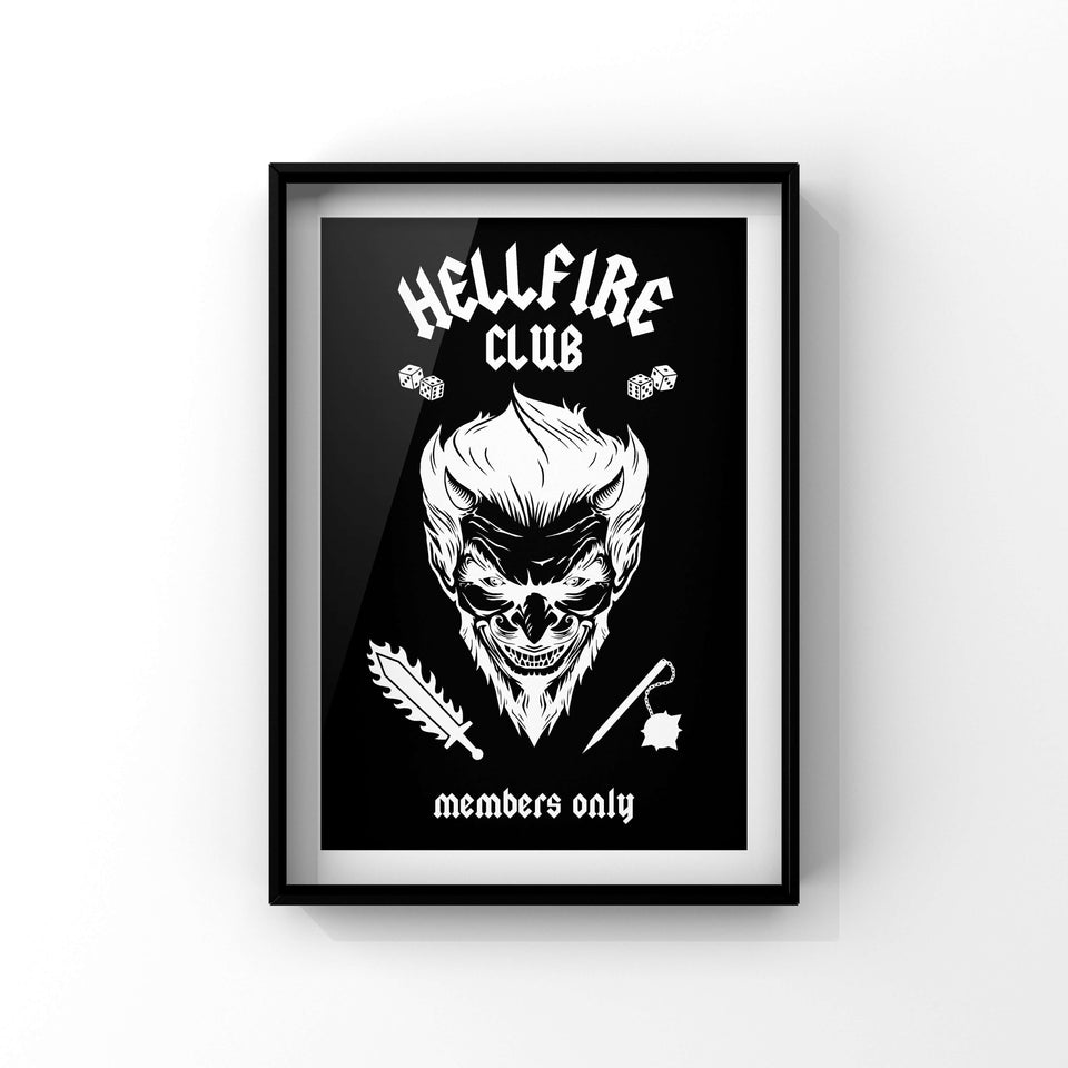 Hellfire Members Only (choice of colour) Punk Haus A3 Black & White 