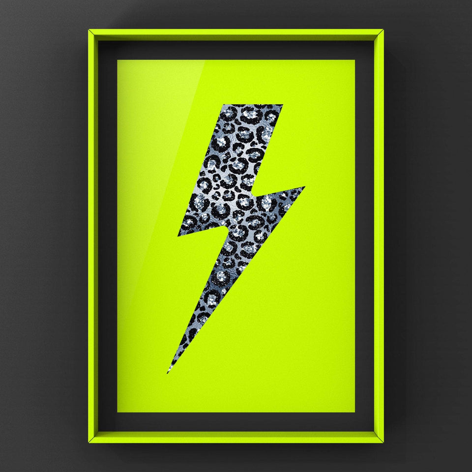 Leopard Print Lightning Silver (Neon) Print Punk Haus 