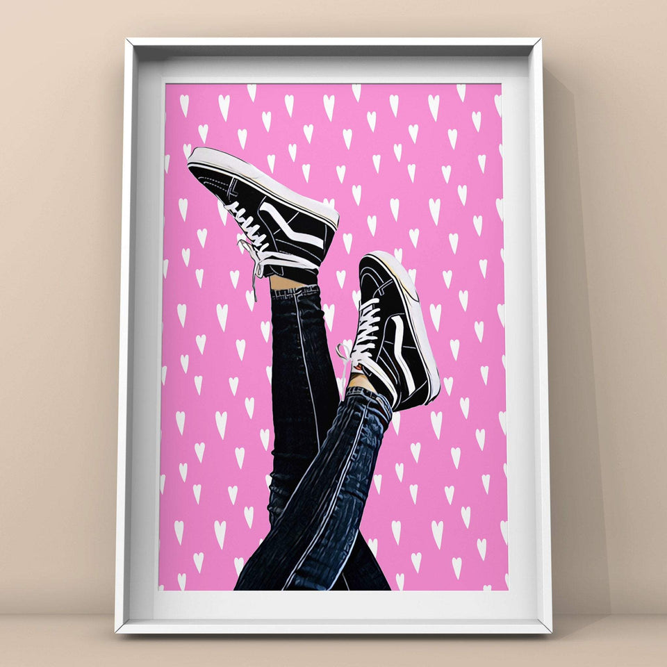 Just for Kicks (Pink/White Hearts) Print Punk Haus 